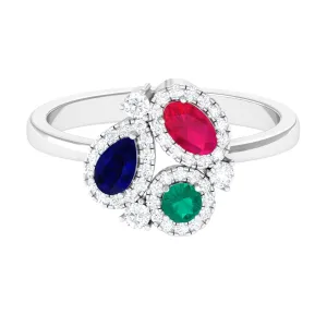 1.25 CT Multi Gemstone Cocktail Ring with Moissanite Accent