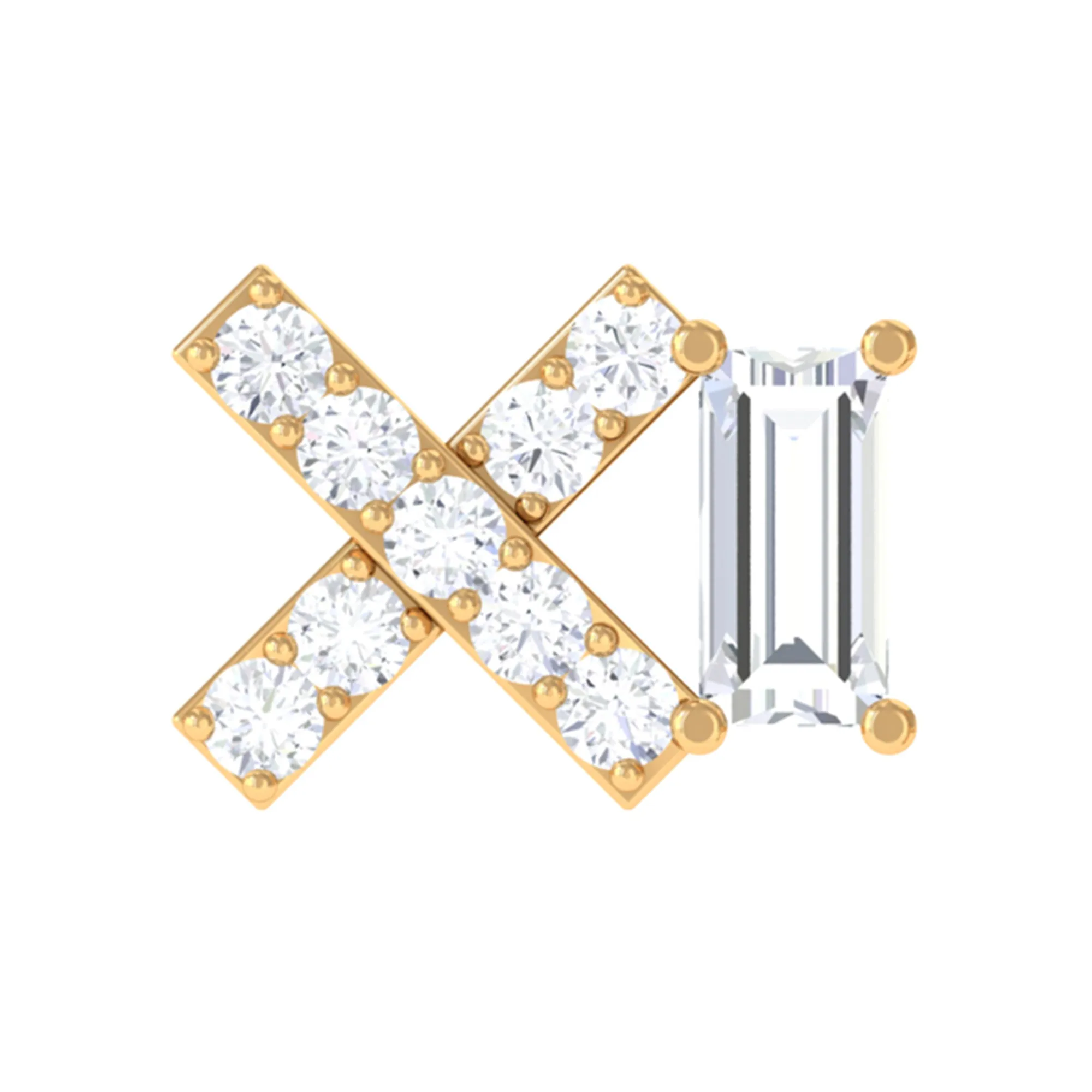 1/4 CT Moissanite Criss Cross Earring for Cartilage Piercing