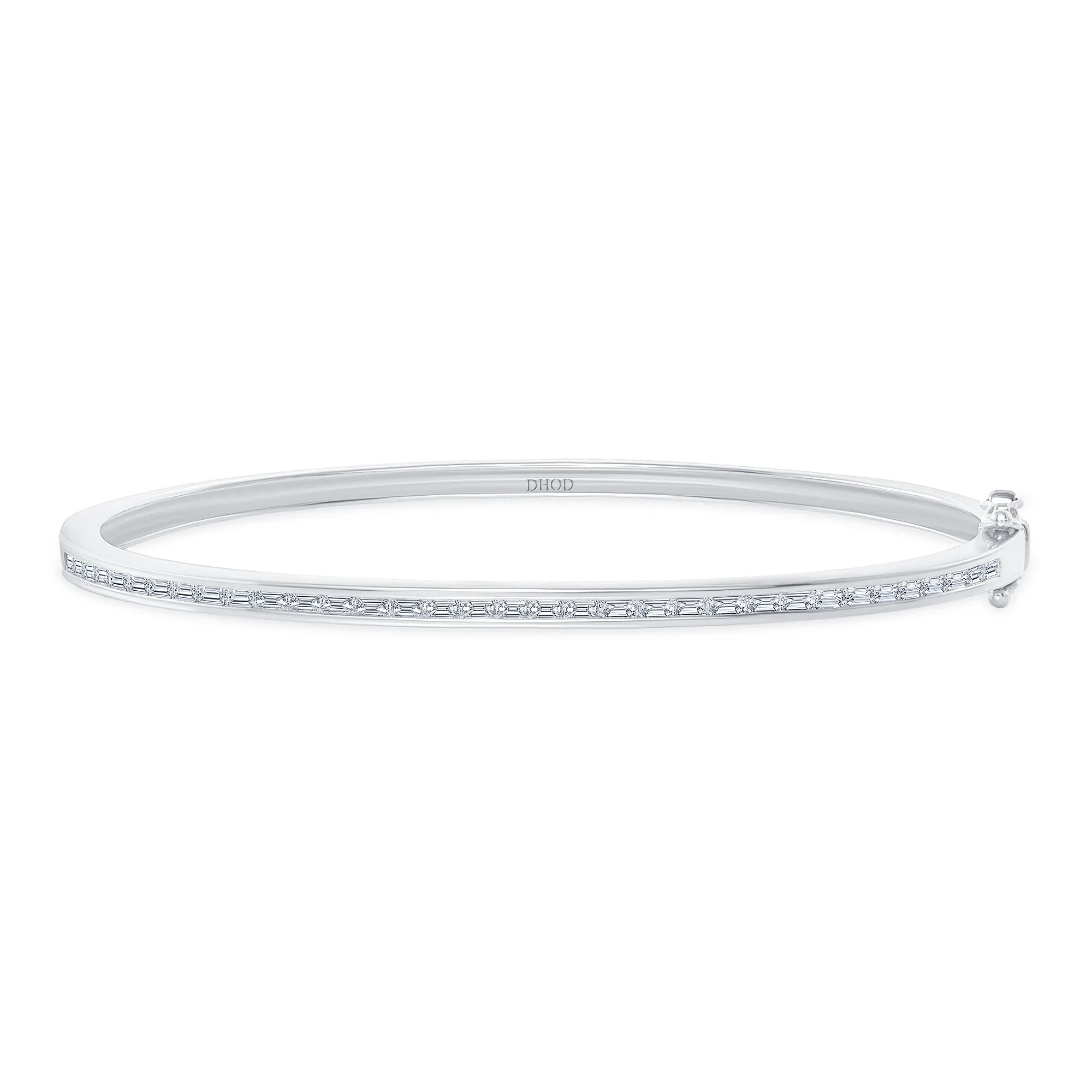 14K Gold Baguette Diamond Bangle