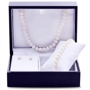 14K Yellow Gold Fresh Water Pearl Wood Box Gift Set