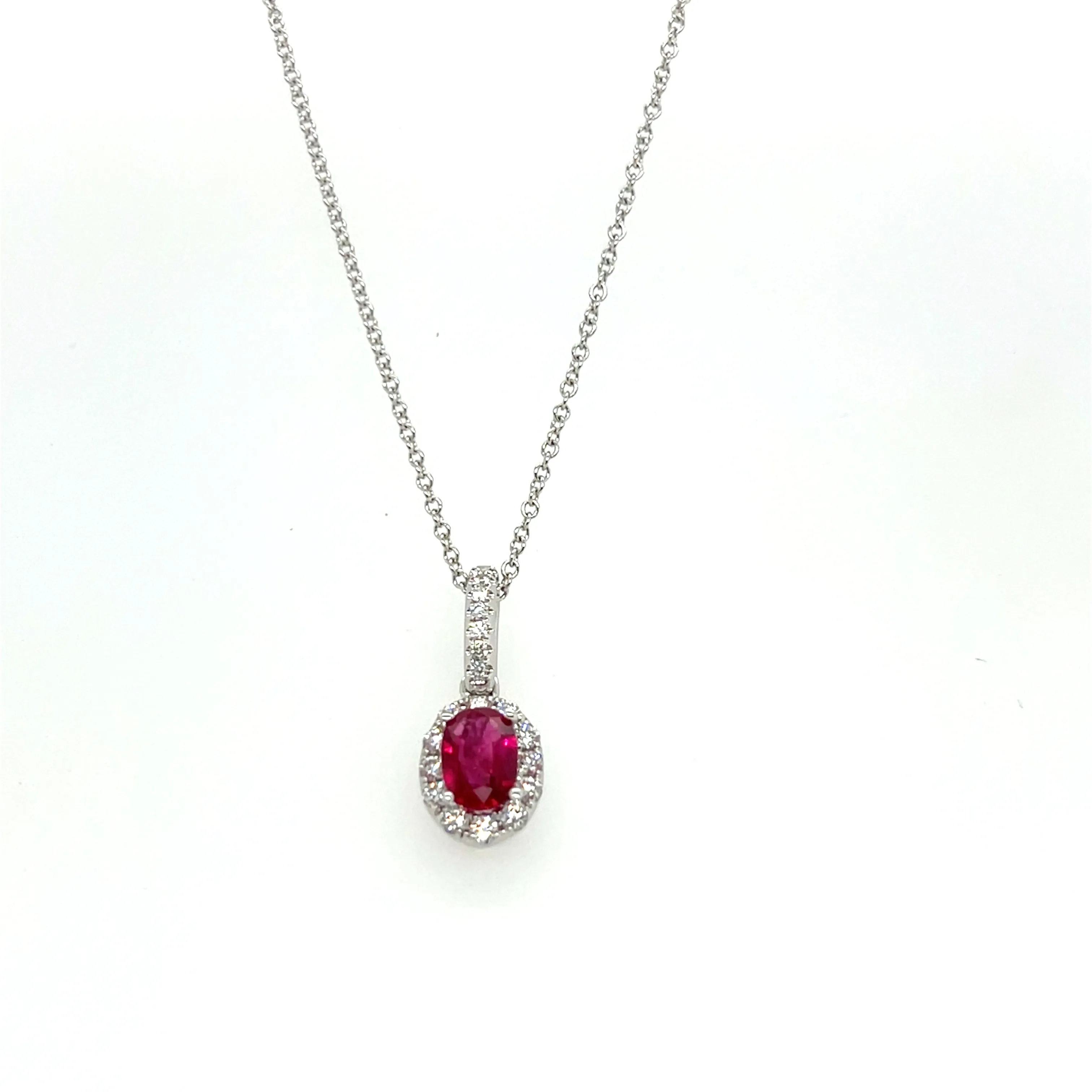 18K White Gold Ruby and Diamond Necklace