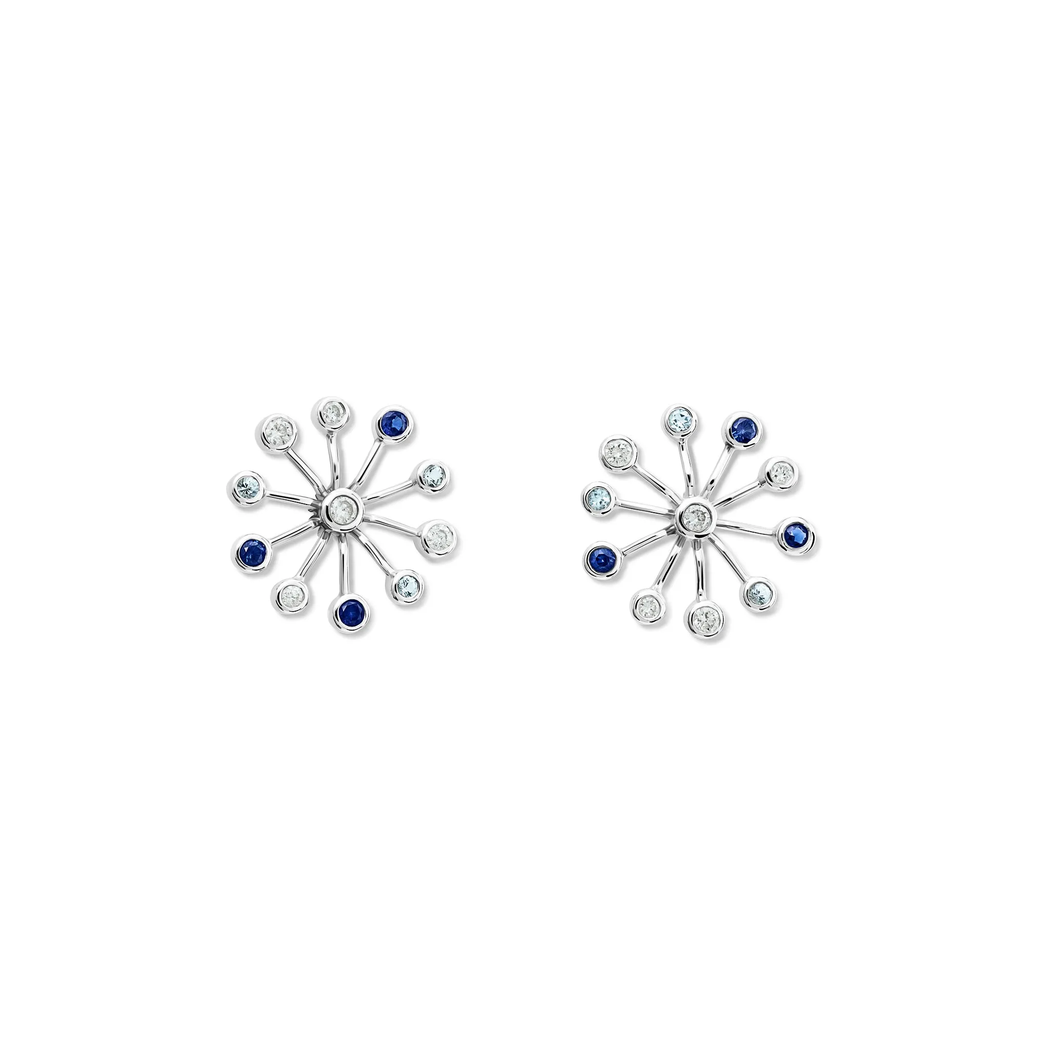 Astrantia Earrings 18ct White Gold - Aquamarine, Sapphire & Diamond