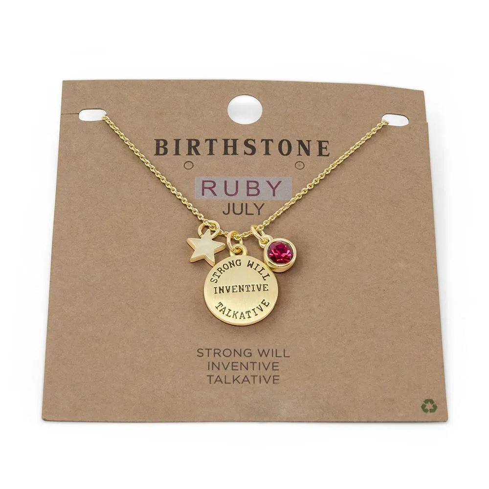Birthstone Necklace July Gold Plated