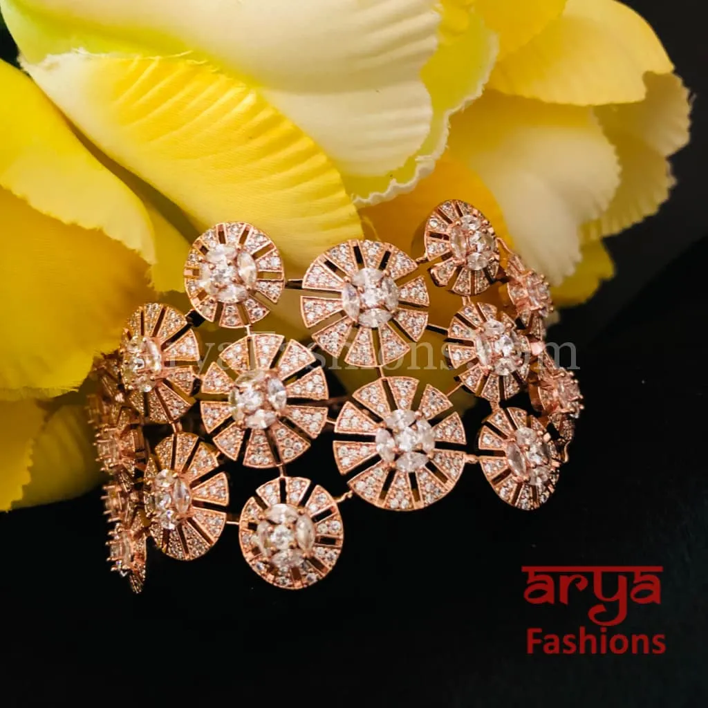 CZ Fusion Designer Silver Victorian Rose Gold Bracelet