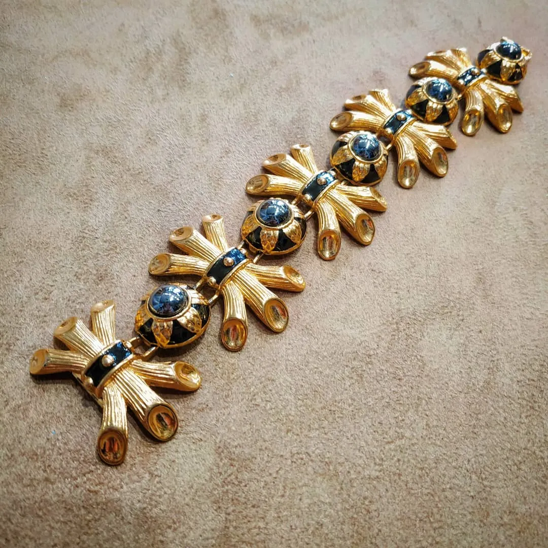 Fendi Vintage Gold Black Statement bracelet