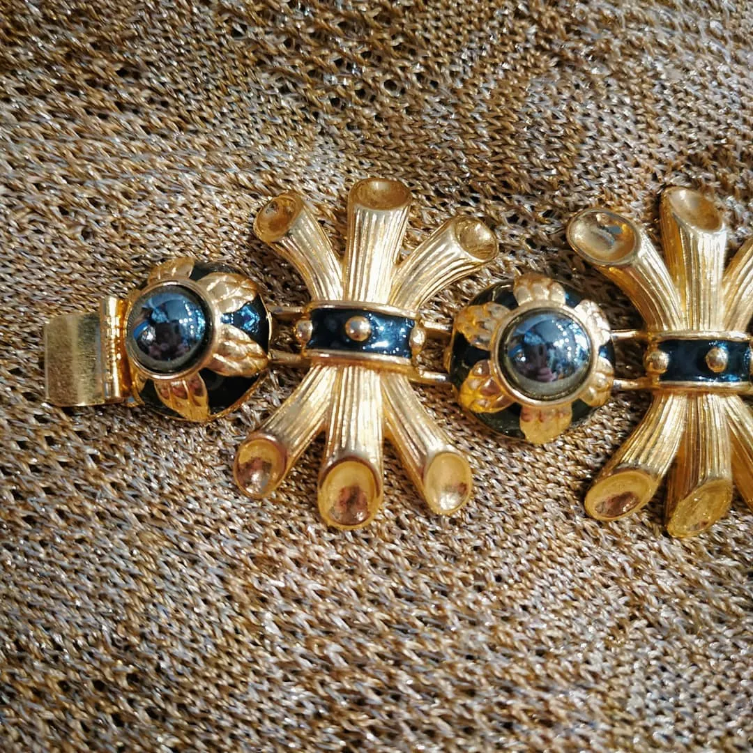 Fendi Vintage Gold Black Statement bracelet