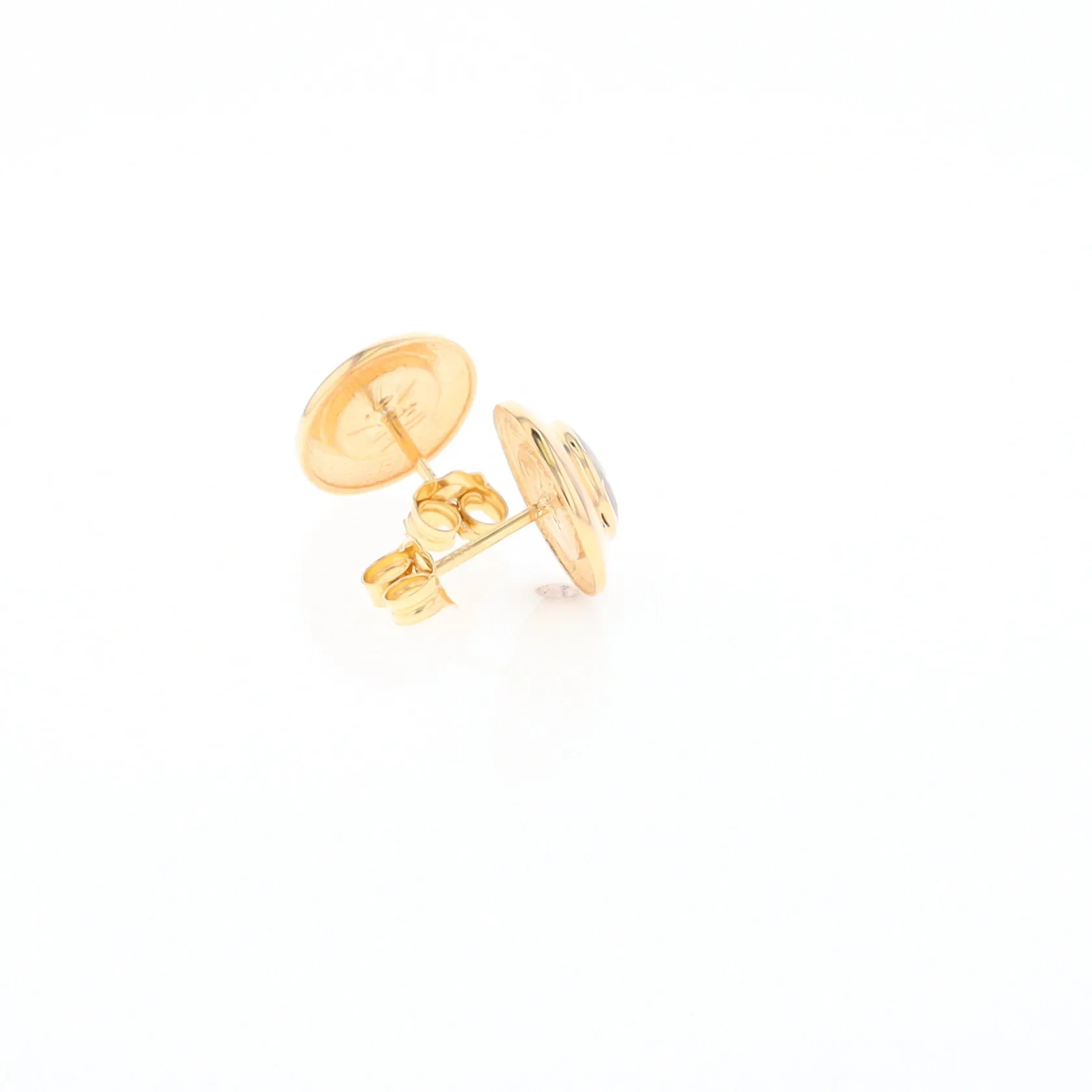 Gold Quartz Earrings Round Inlaid Design