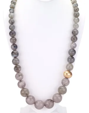 Graduated Beaded Necklace in Gray Hues