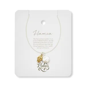 Hamsa & Pearl Amulet Necklace