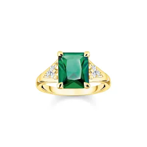 Heritage Green Cocktail Gold Ring