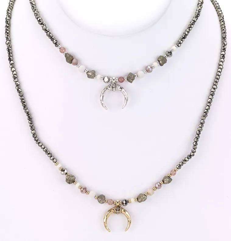 Horn Pendant Beaded Necklace