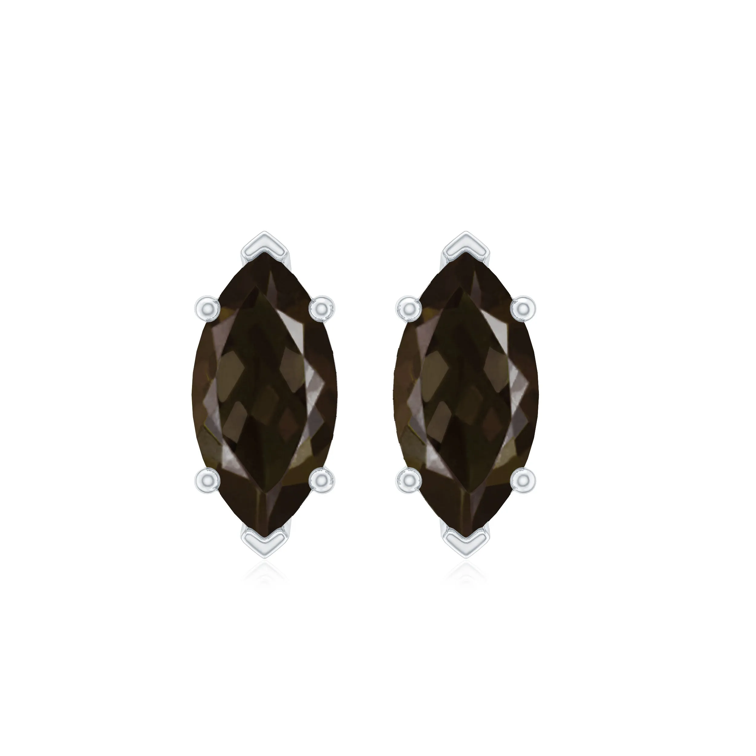Marquise Cut Smoky Quartz Solitaire Stud Earrings