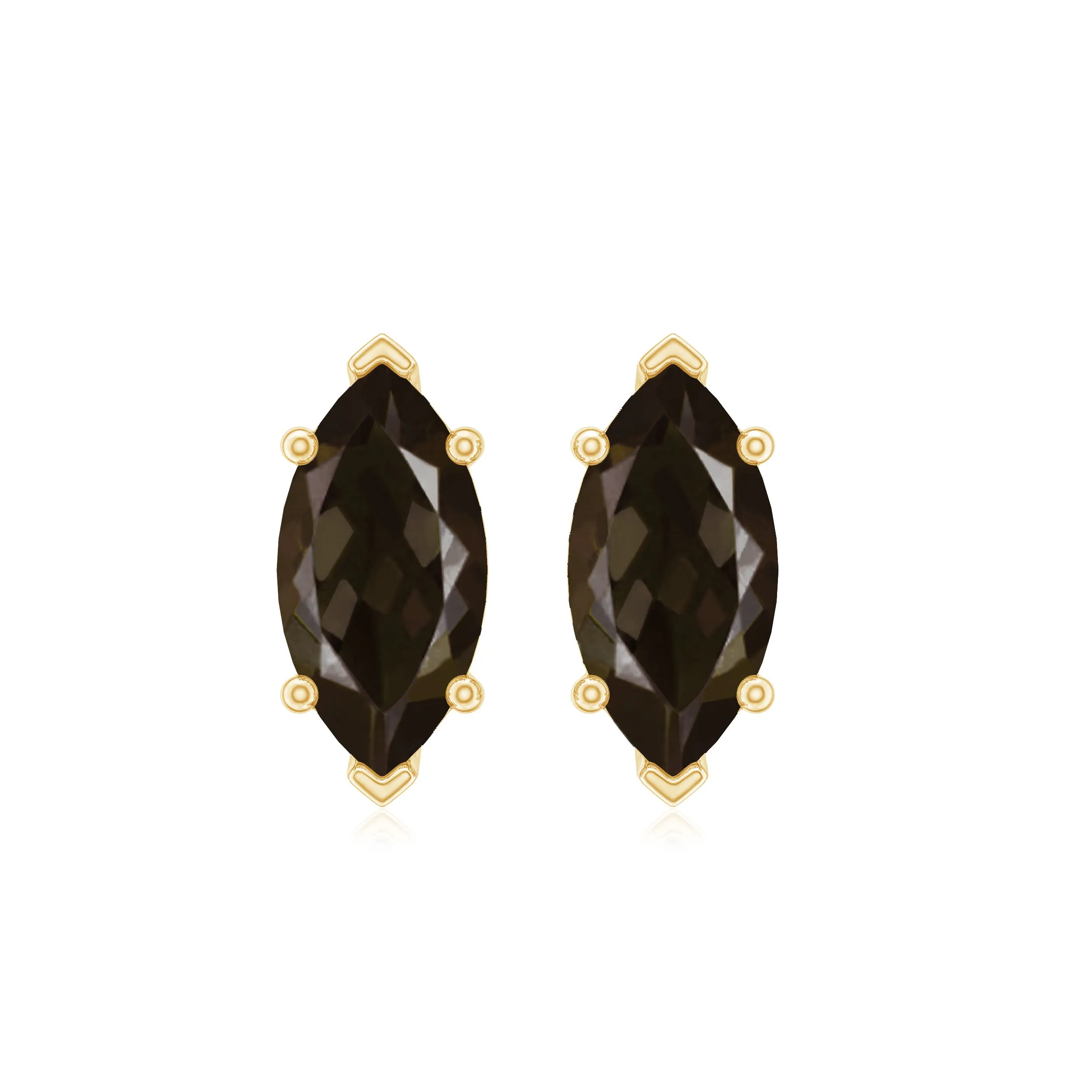 Marquise Cut Smoky Quartz Solitaire Stud Earrings