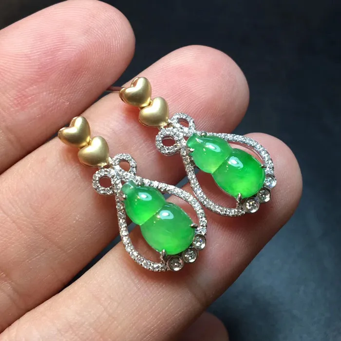 Natural Jade Earrings Jadeite Earrings NEG56