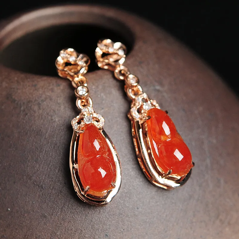 Natural Jade Earrings Jadeite Gold Earrings EG20