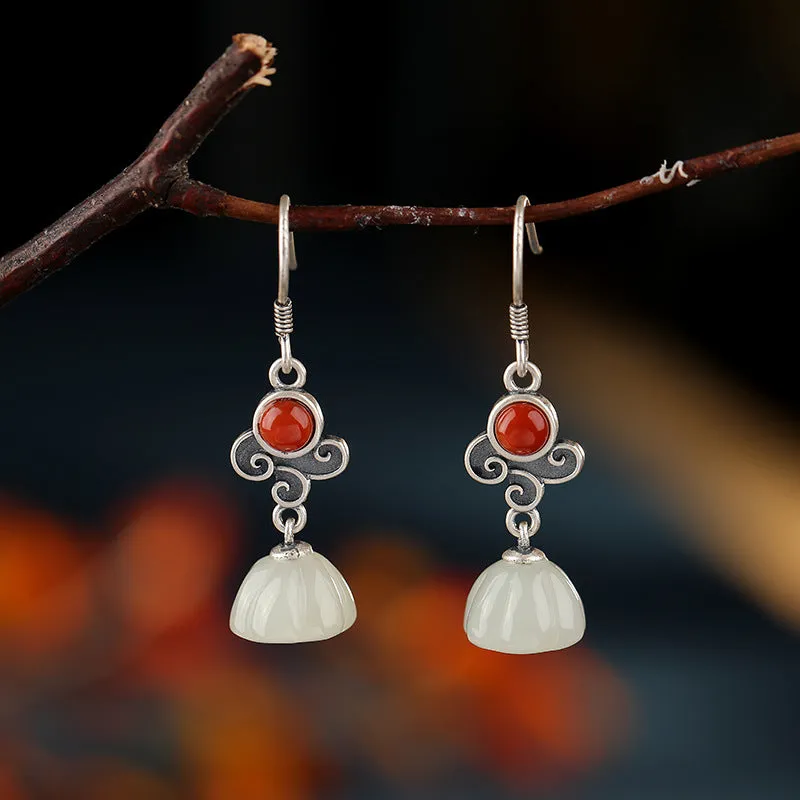 Natural Jade Earrings Nephrite Agate Silver Earrings ZNE161