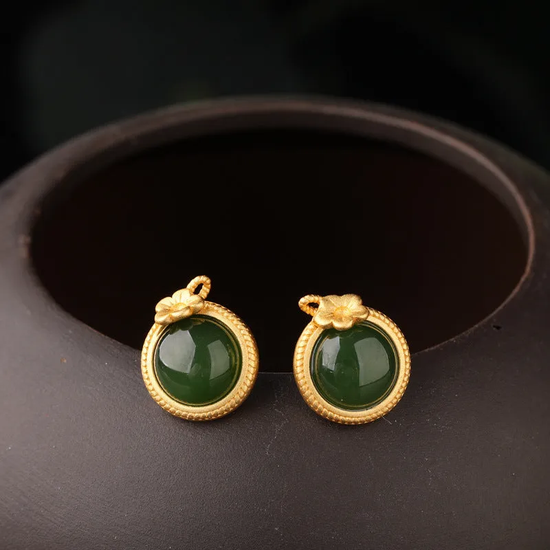 Natural Jade Earrings Nephrite Silver Earrings ZEG552