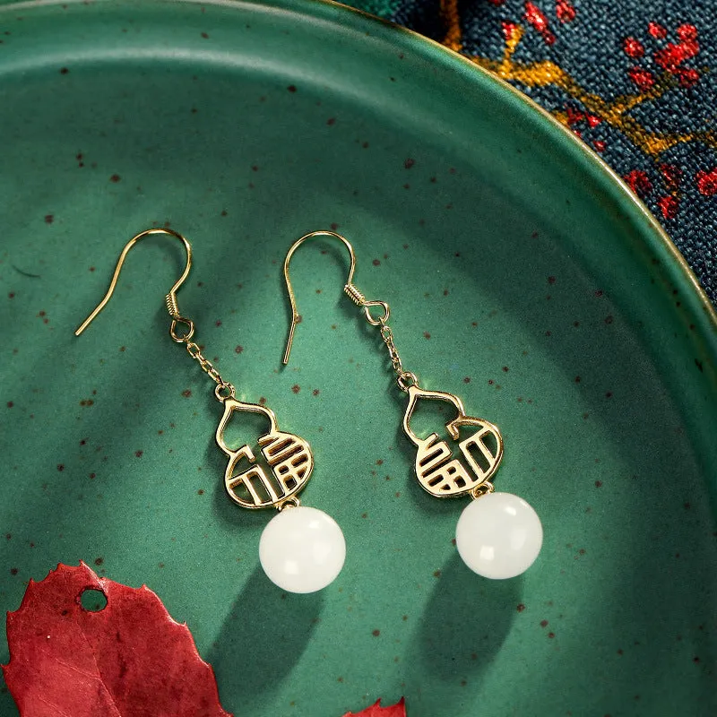 Natural Jade Earrings Nephrite Silver Earrings ZNE192