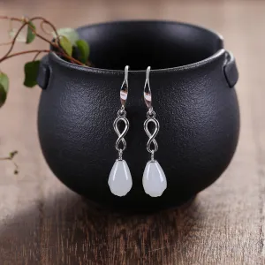 Natural Jade Earrings Nephrite Silver Earrings ZNE205