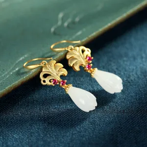 Natural Jade Earrings Nephrite Silver Earrings ZNE375