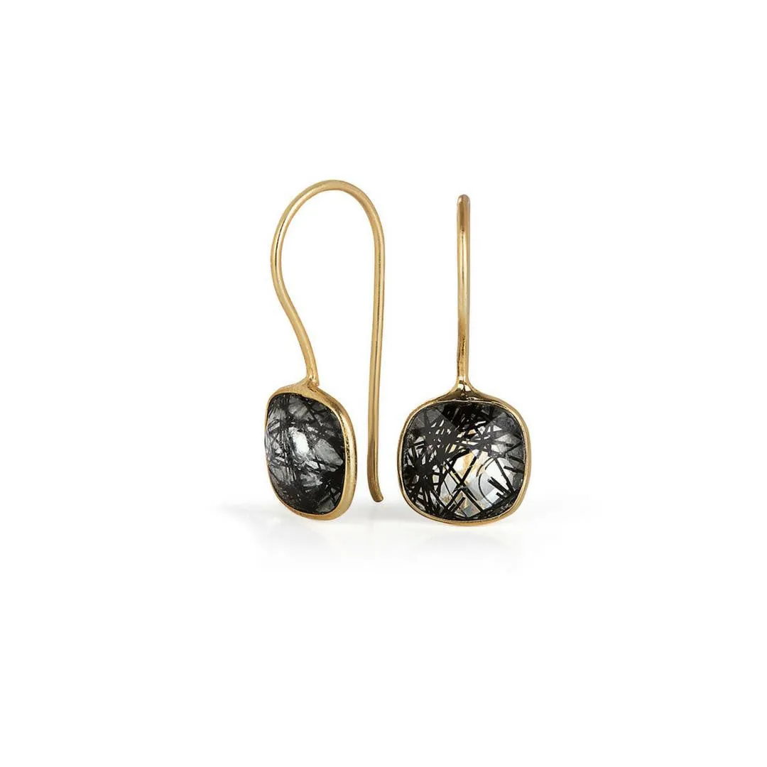 Rutilated Quartz Earrings in Gold