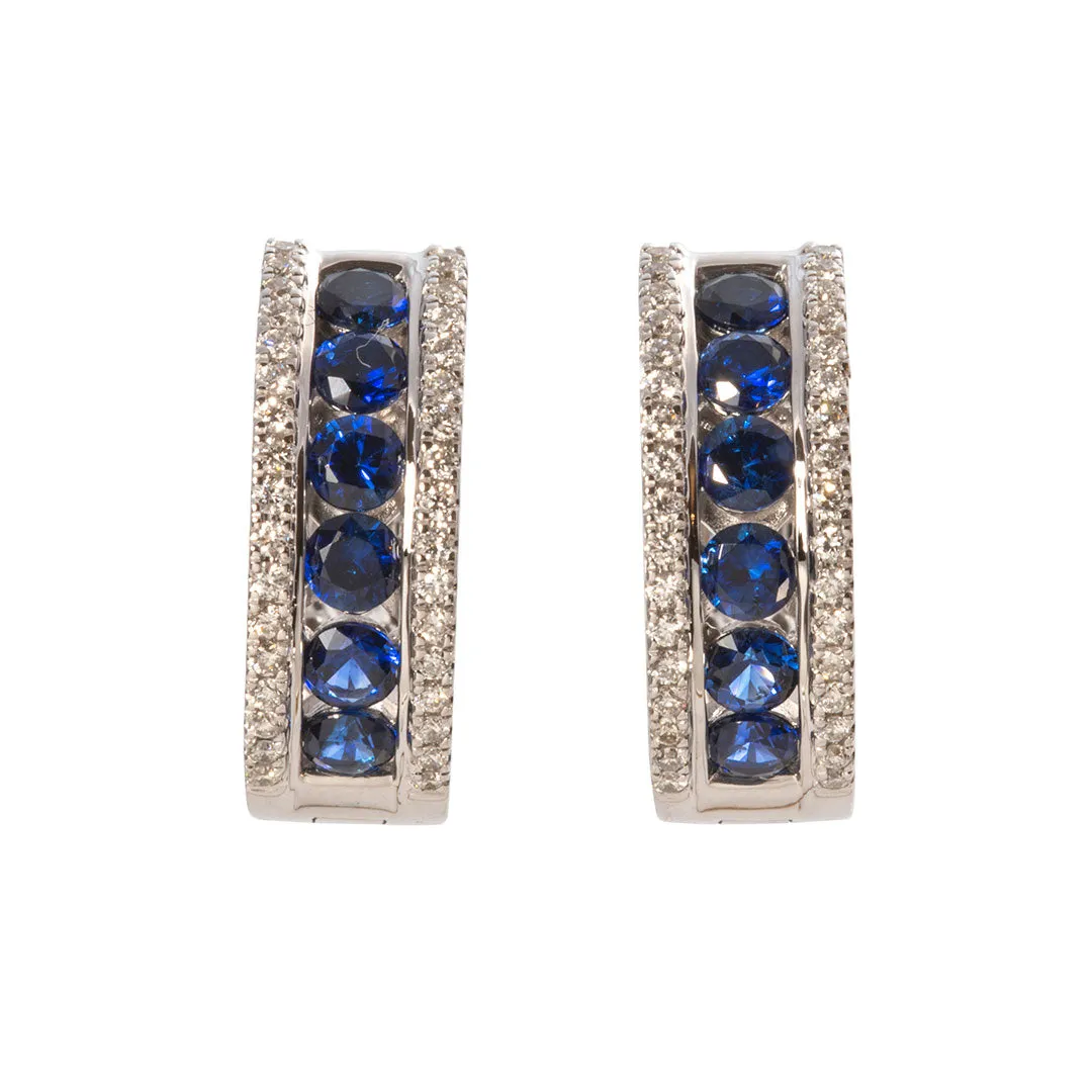Sapphire & Diamond 14K Gold Huggie Earrings
