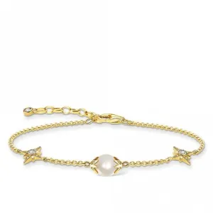 Sterling Silver Gold Plated Freshwater Pearl Stars Bracelet A1978-445-14-L19V
